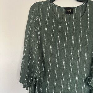 W5 Grey Striped Top with Ruffled Sleeves